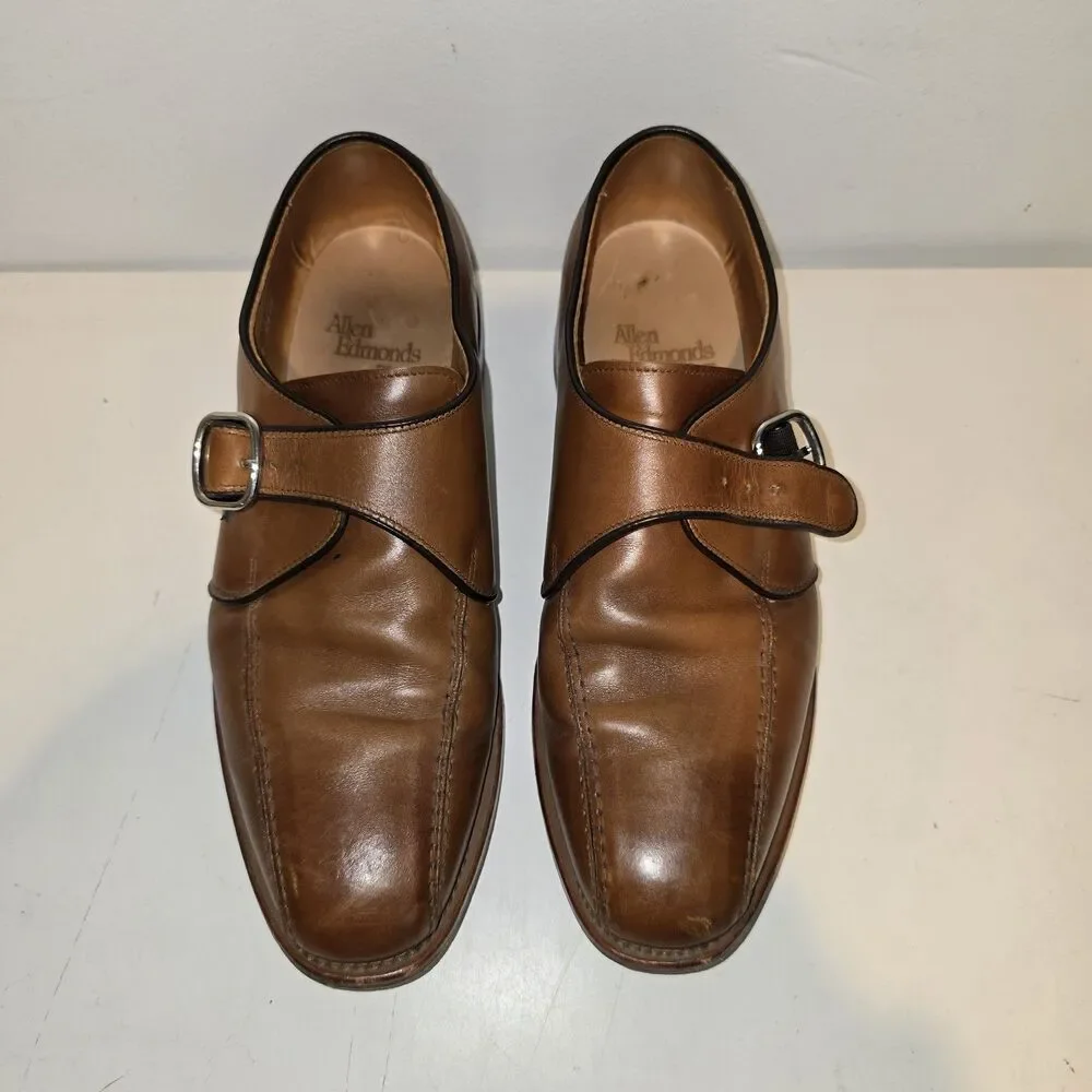 Allen Edmonds Walnut Tan Bicycle Toe Monk Strap Concord US Sz 9D Vintage